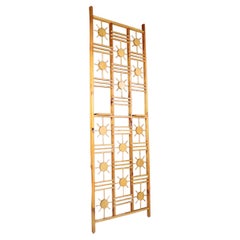 Mid Century French Pine Room Divider with Sunburst Accents, 1960s
