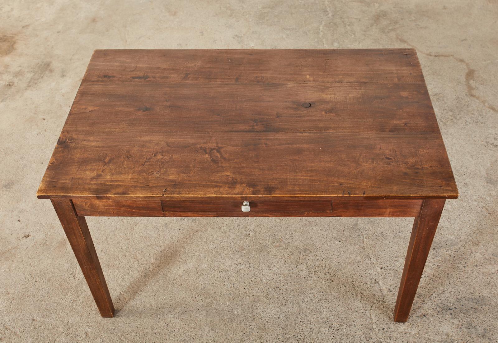 20th Century Mid-century French Pine Single Drawer Writing Table Desk