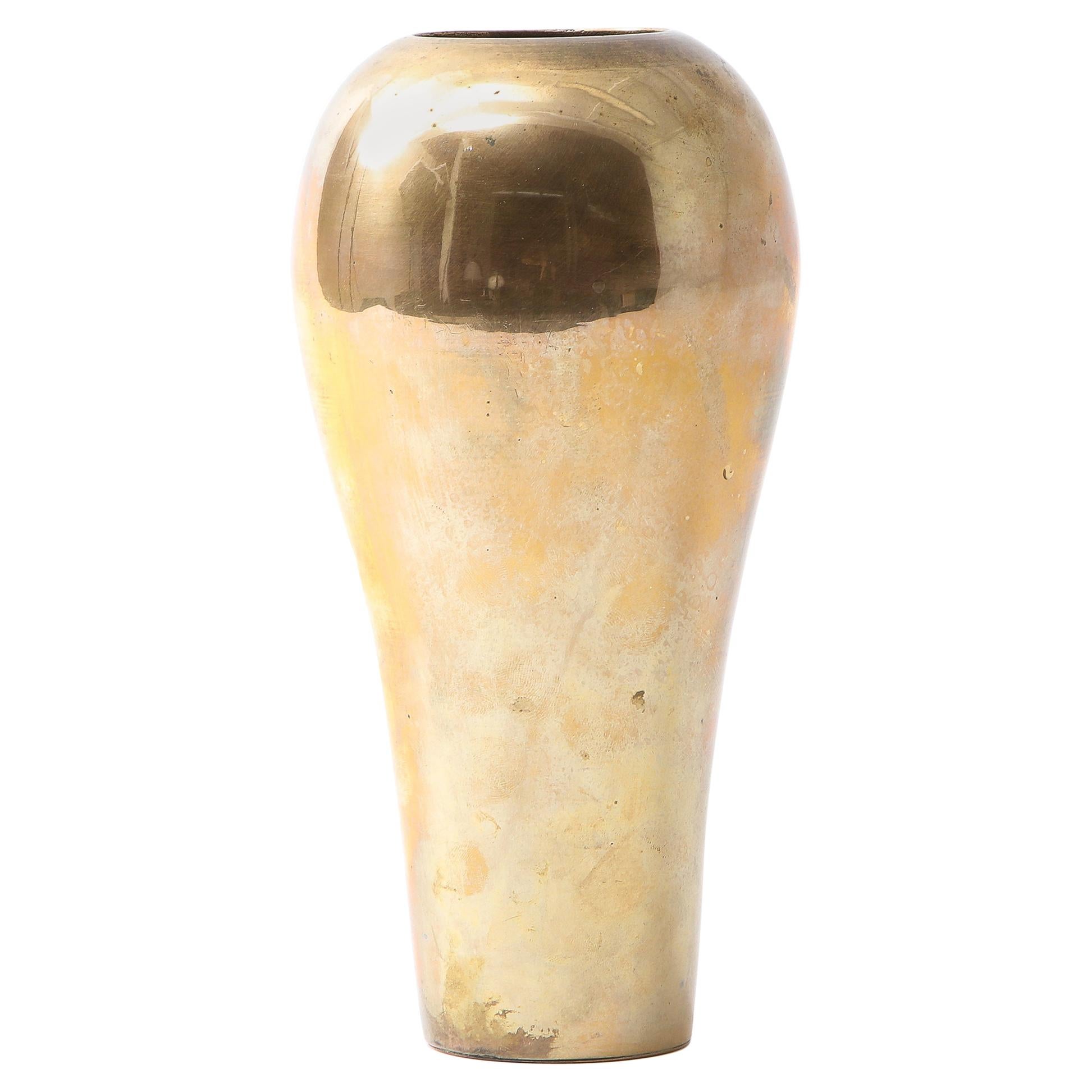 Mid-Century Polished Bronze Vase Vessel Sculpture, France 1950s