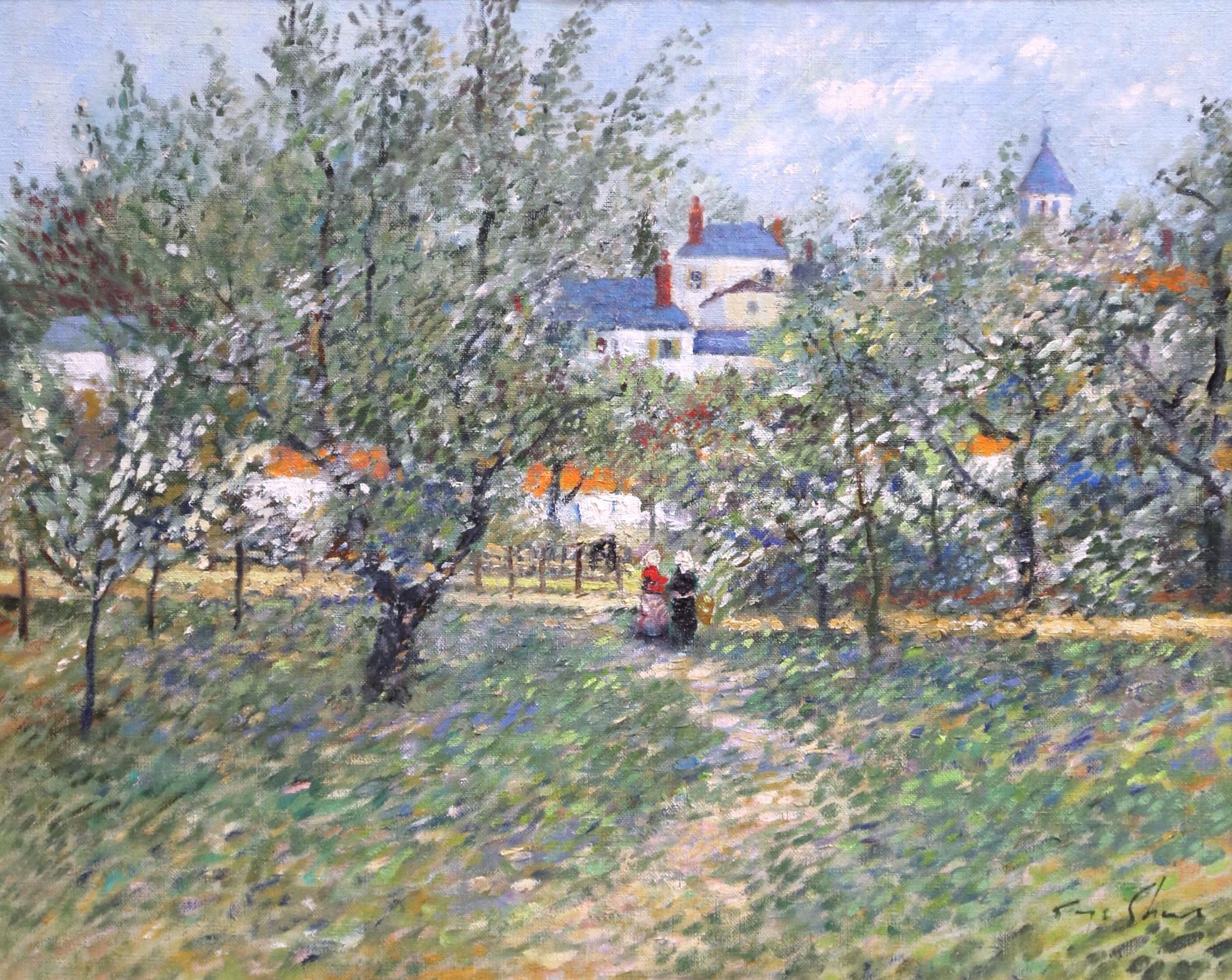 Français Peinture à l'huile post-impressionniste française du milieu du siècle 