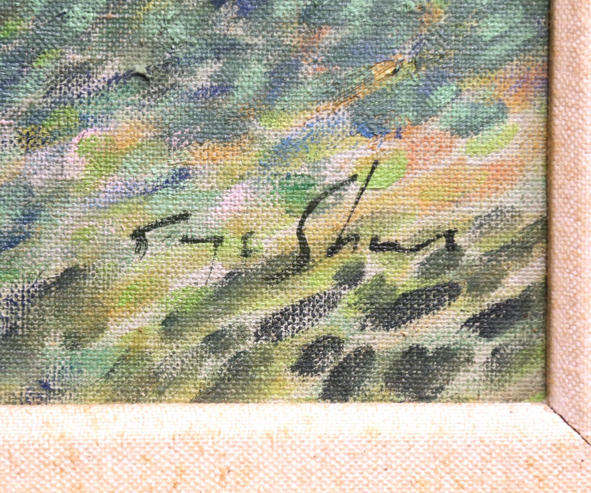 Sculpté Peinture à l'huile post-impressionniste française du milieu du siècle 