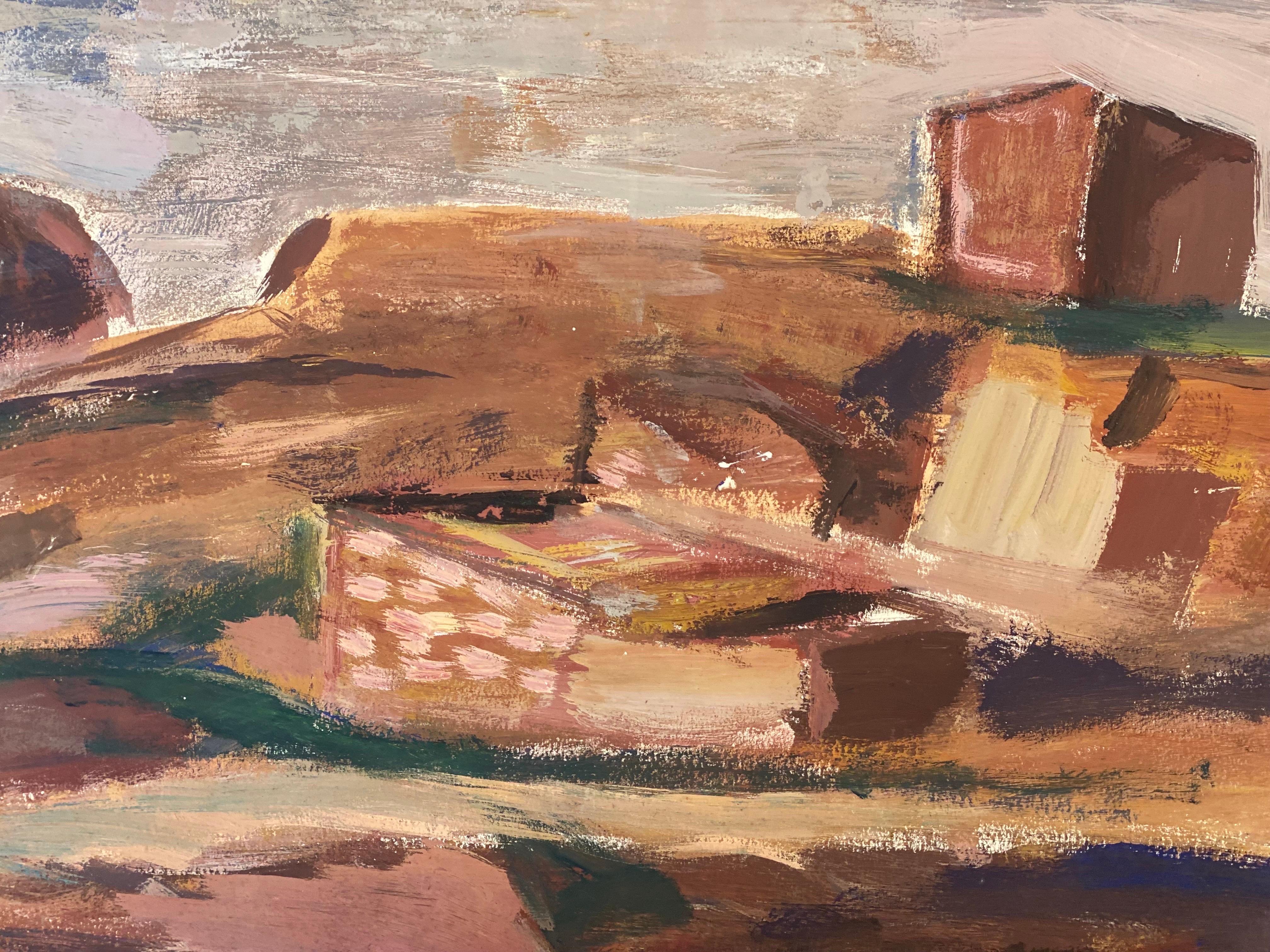 Französisches postimpressionistisches Gemälde der Mitte des Jahrhunderts, Wüstenlandschaft im Zustand „Gut“ im Angebot in Cirencester, GB