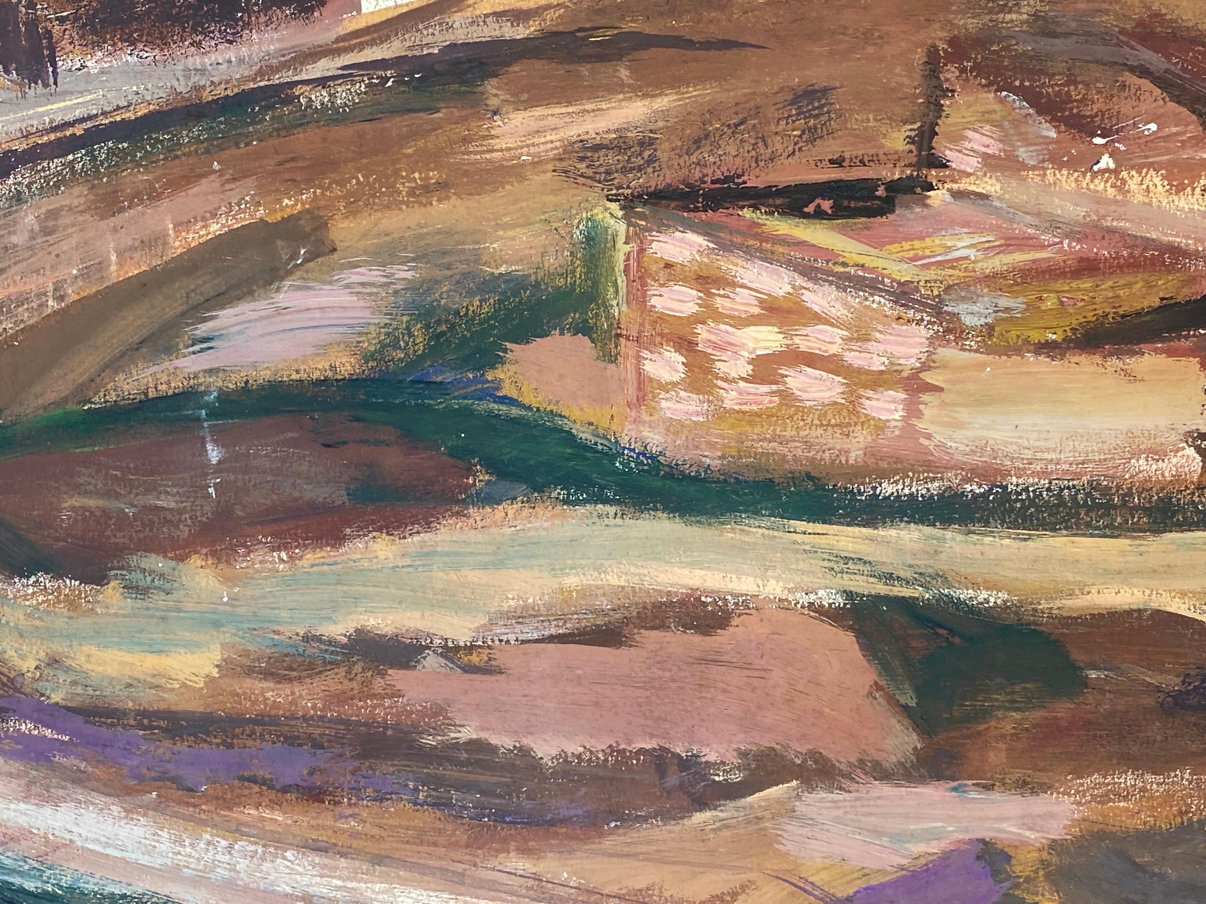 Other Mid Century French Post-Impressionist Painting, Desert Landscape For Sale