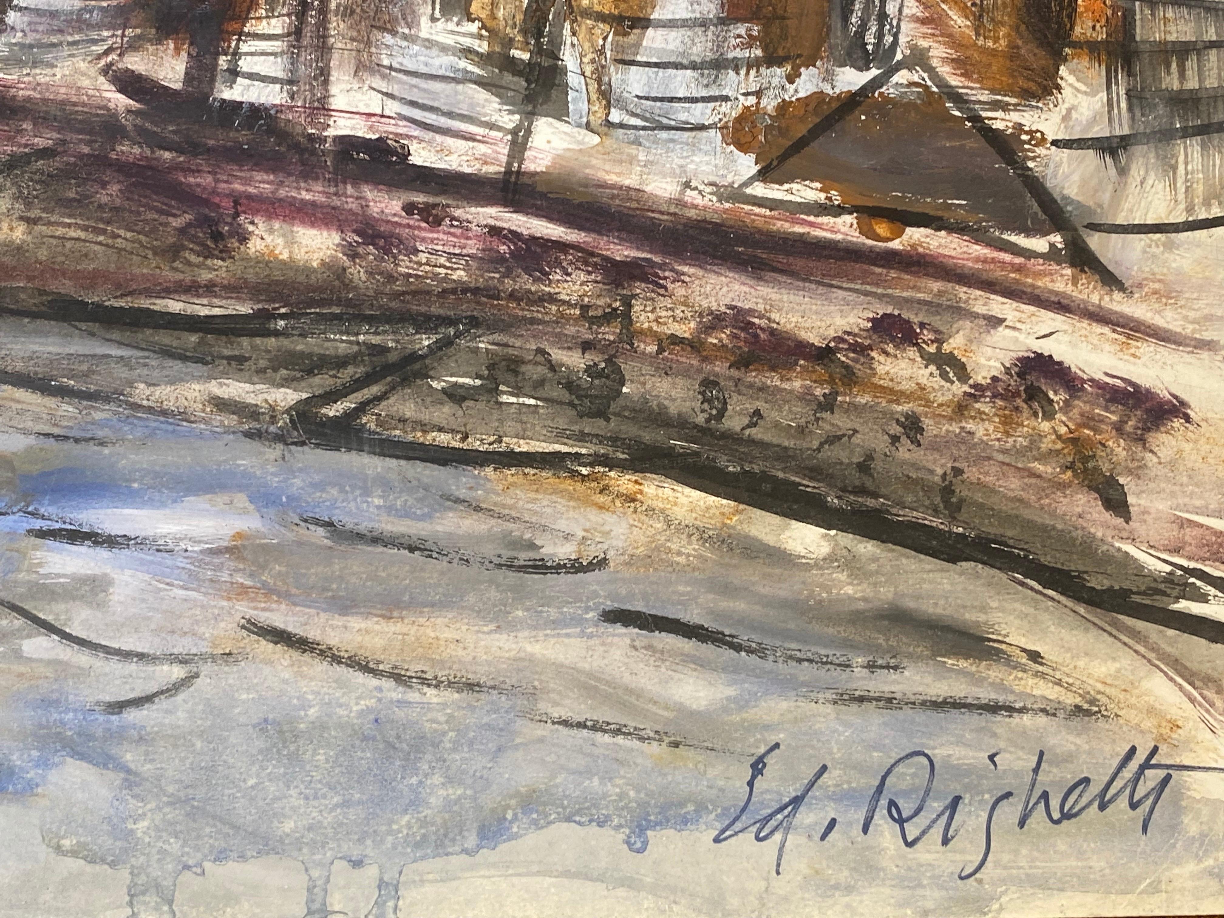 Peinture post-impressionniste française du milieu du siècle dernier - Paysage marin français Bon état - En vente à Cirencester, GB