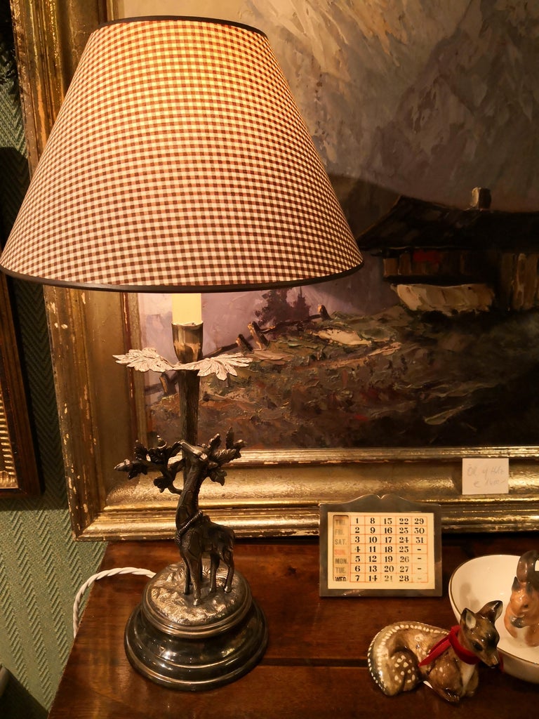 Mid Century French Provincial Metal Table Lamp with Giraffe Figure at