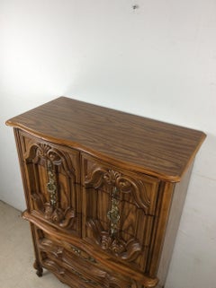 Mid Century French Provincial Style Armoire with 5 Drawers