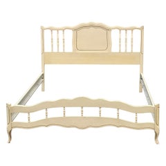 Mid Century French Provincial Style Cream Painted and Partial Gilt Full Size Bed