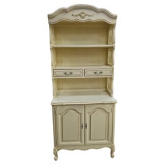 Mid Century French Provincial Style Cream Painted & Partial Gilt 2-Part Bookcase Mid Century French Provincial Style Cream Painted & Partial Gilt 2-Part Bookcase