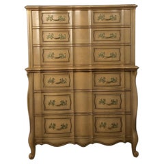 Mid Century French Provincial Style Highboy Dresser with 6 Drawers