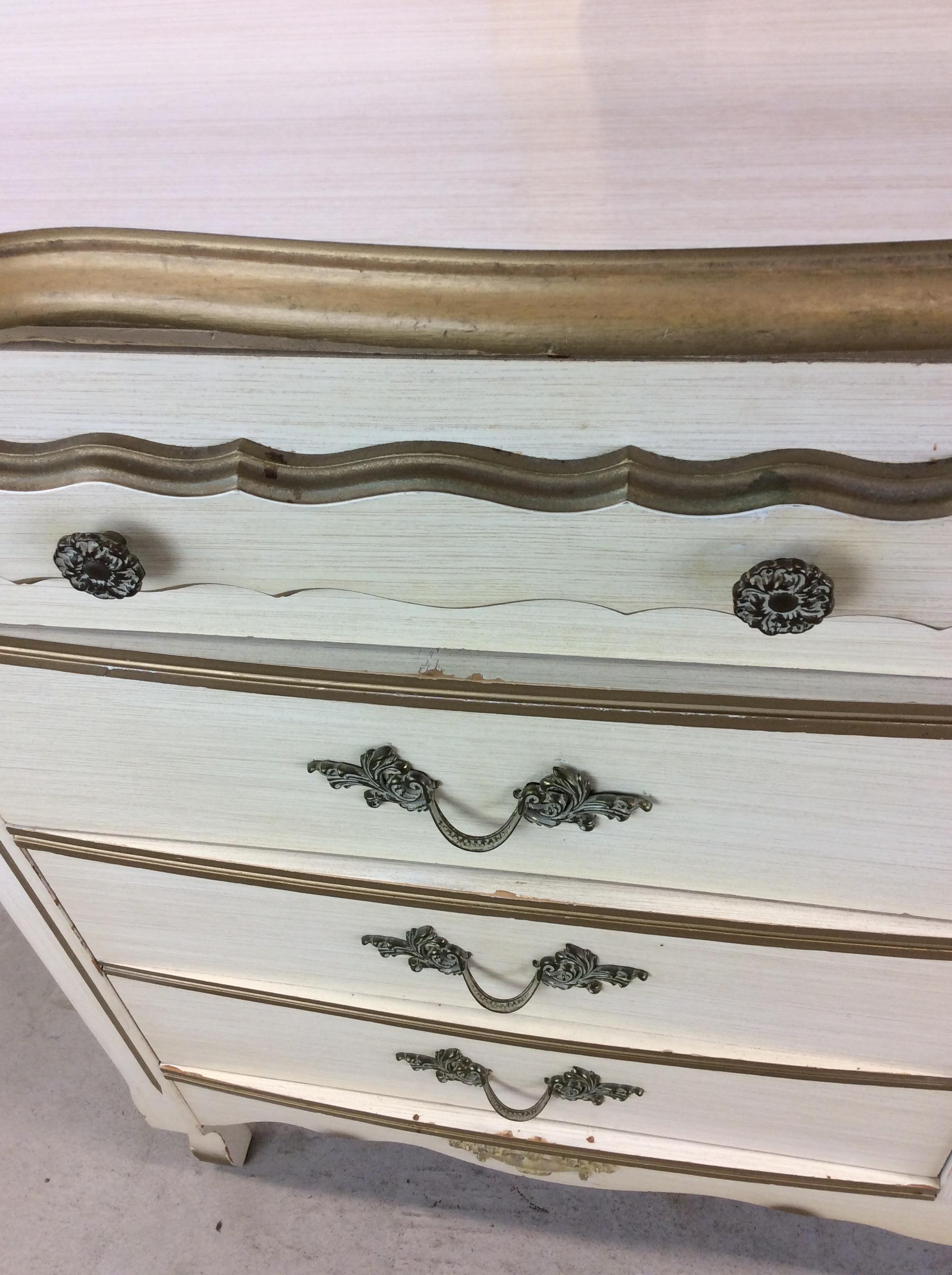 Mid Century French Provincial Style Lowboy Dresser with Mirror For Sale 4