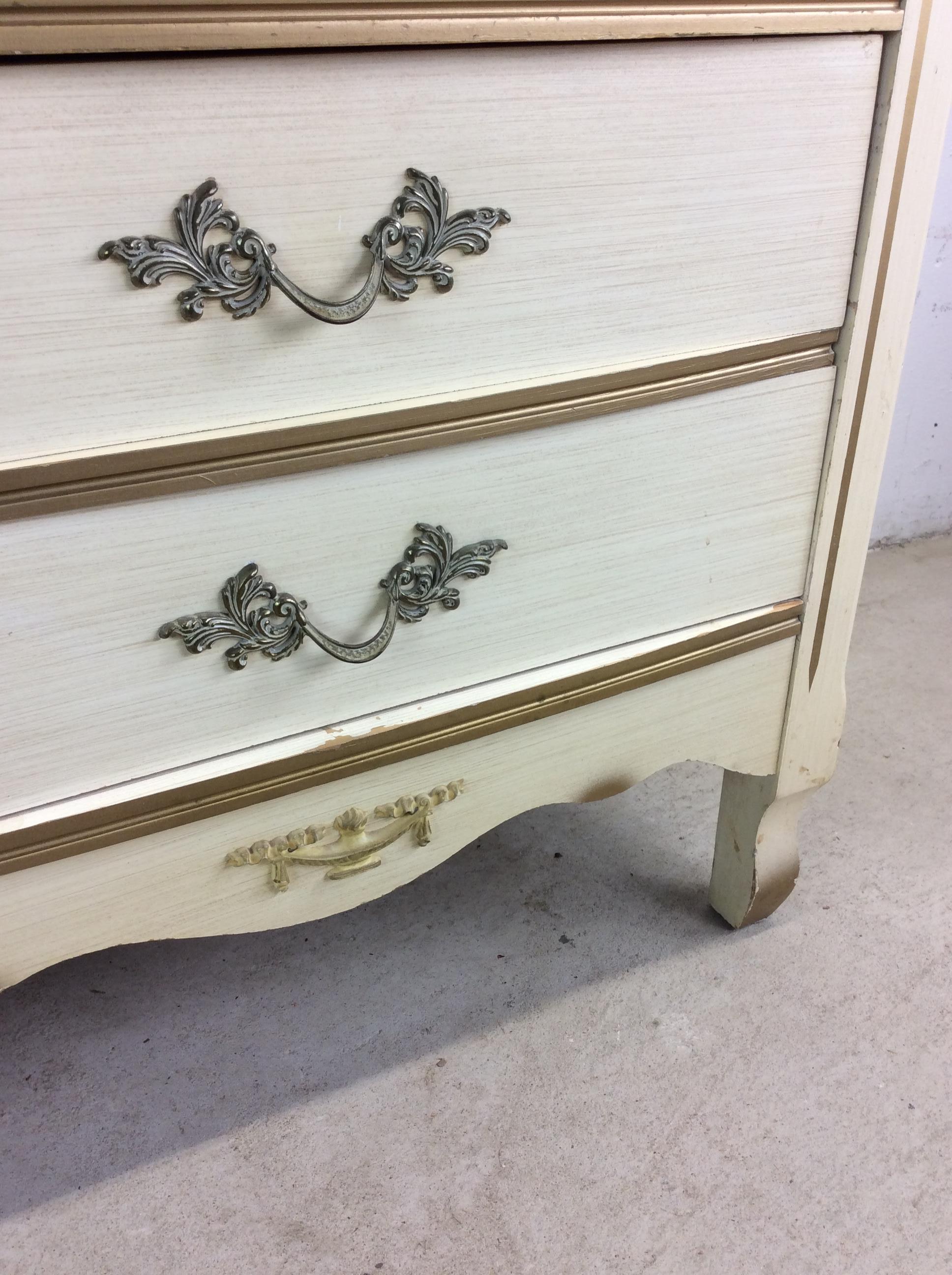 Mid Century French Provincial Style Lowboy Dresser with Mirror For Sale 5