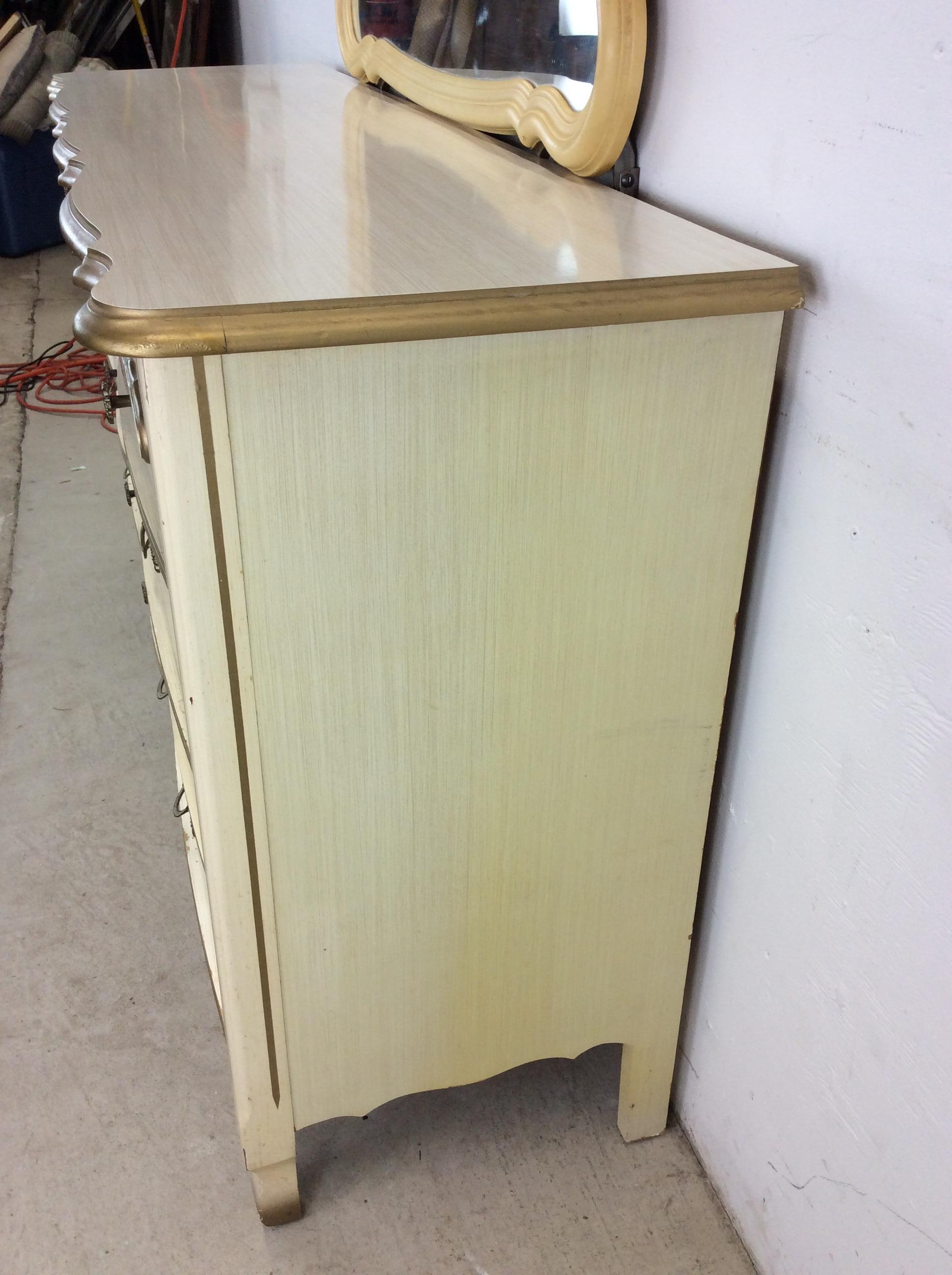 Mid Century French Provincial Style Lowboy Dresser with Mirror For Sale 9