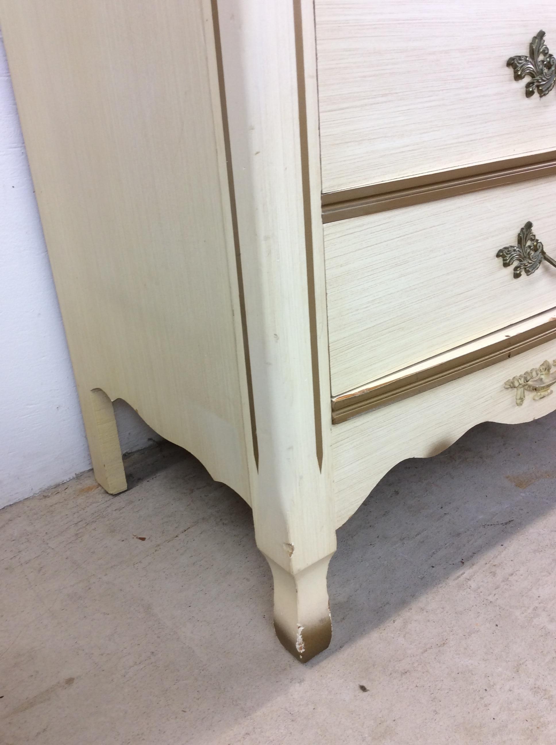 Mid Century French Provincial Style Lowboy Dresser with Mirror For Sale 3
