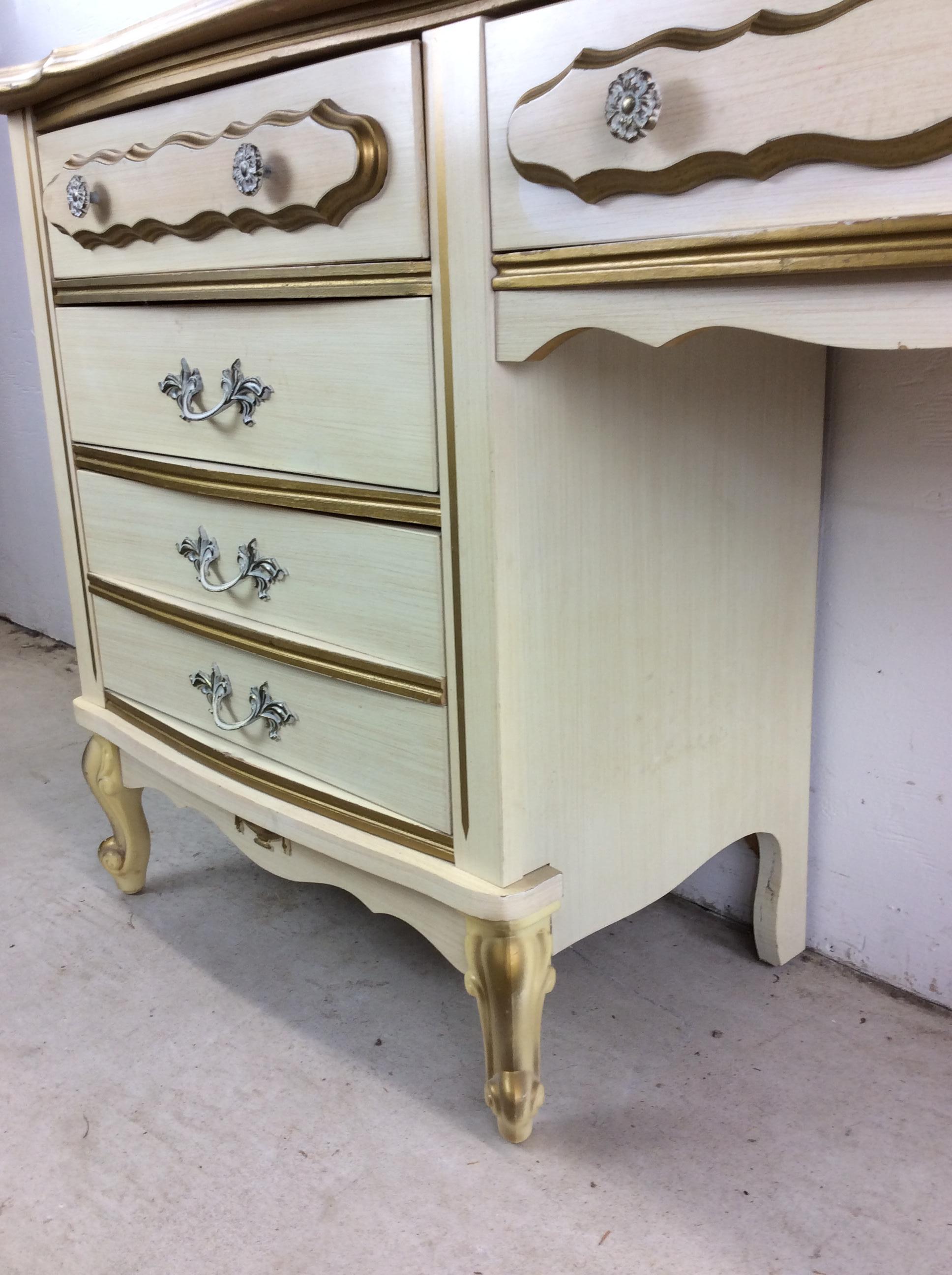 Mid Century French Provincial Style Writing Desk with 4 Drawers For Sale 3
