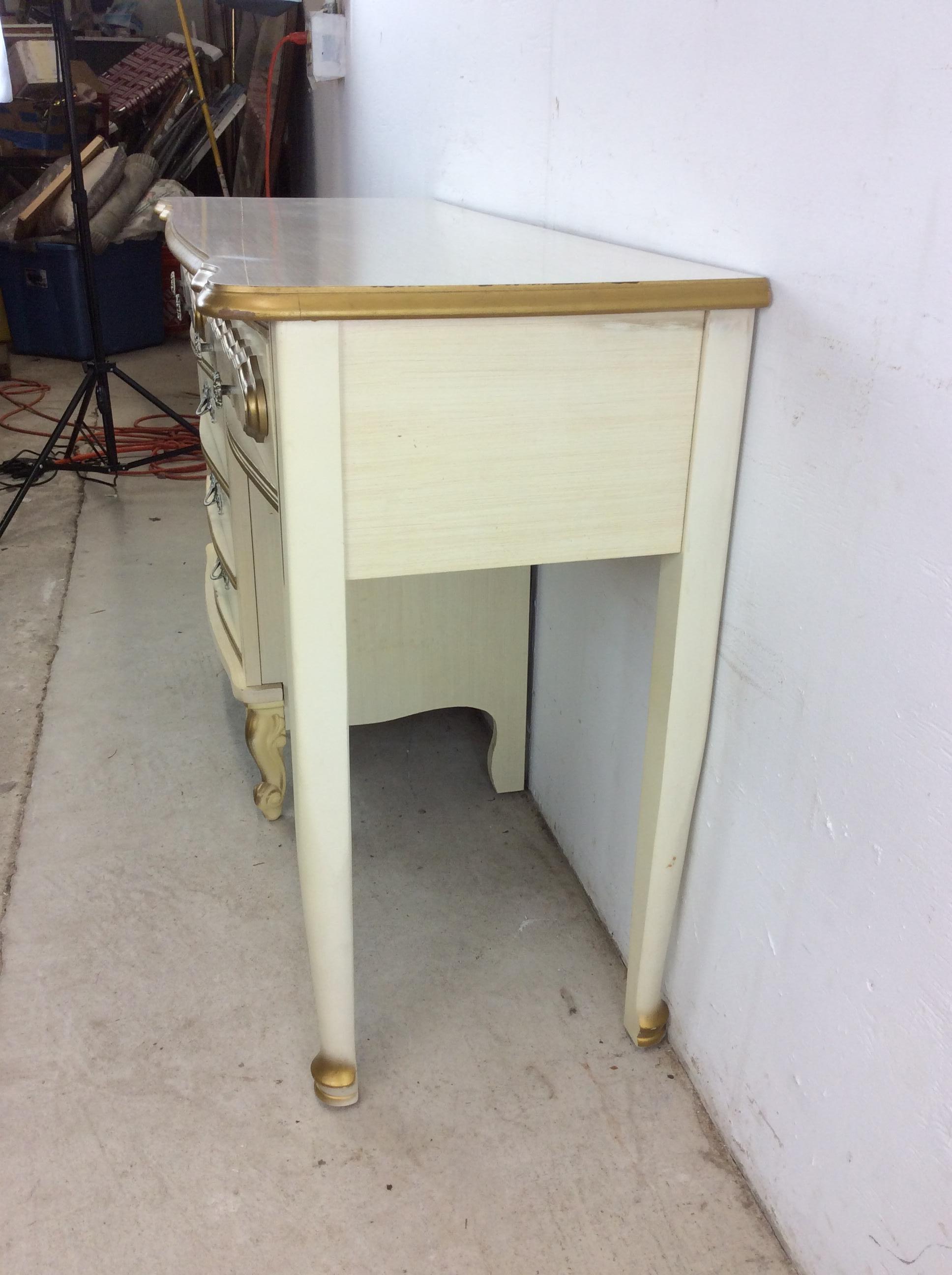 Mid Century French Provincial Style Writing Desk with 4 Drawers For Sale 5