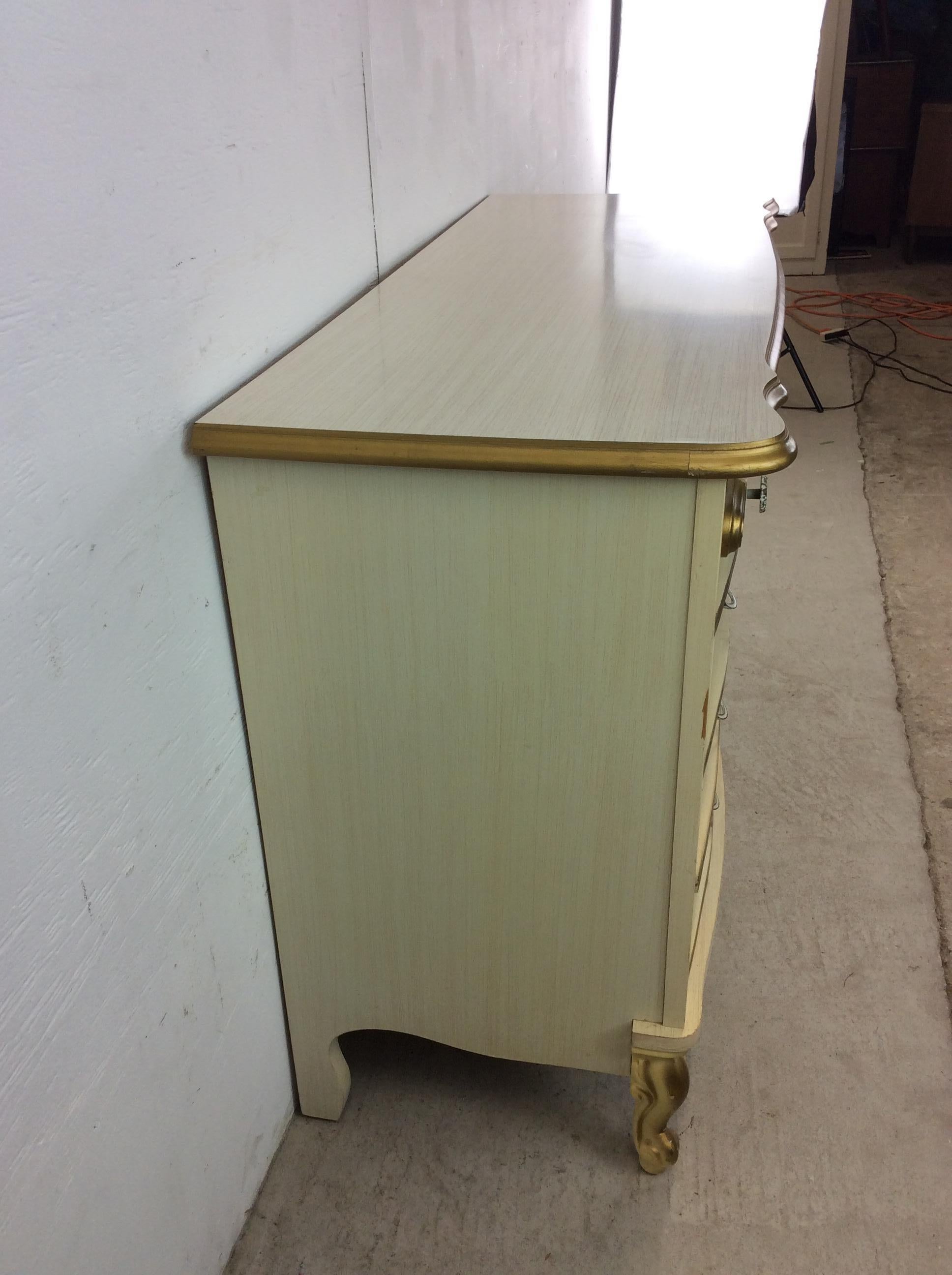 Mid Century French Provincial Style Writing Desk with 4 Drawers For Sale 7