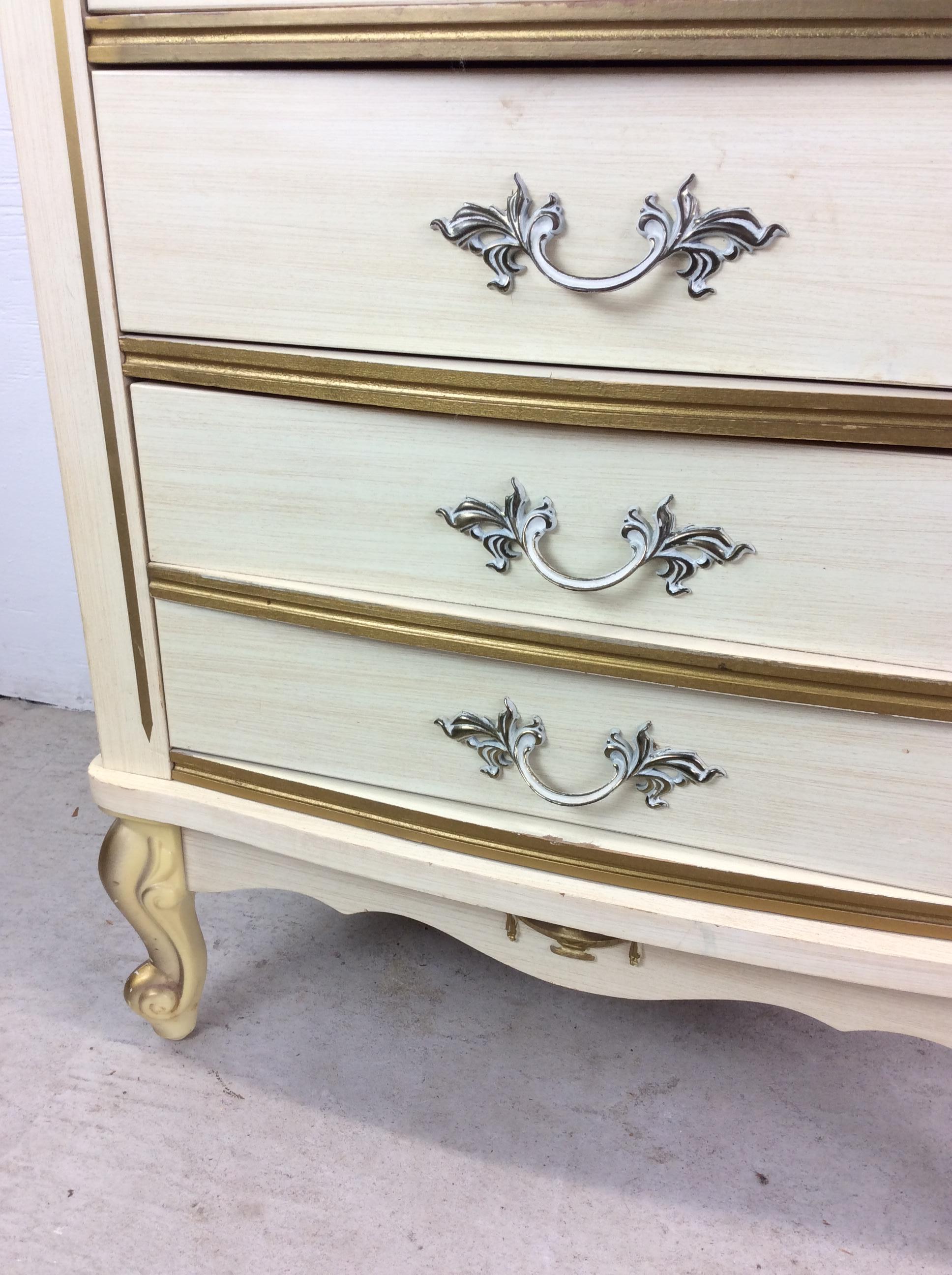 Lacquer Mid Century French Provincial Style Writing Desk with 4 Drawers For Sale