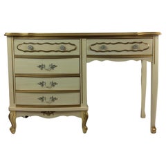 Mid Century French Provincial Style Writing Desk with 4 Drawers