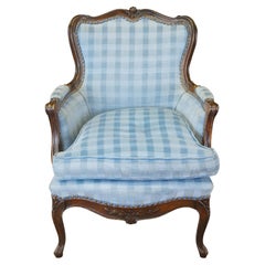 Mid Century French Provincial Walnut Club Lounge Library Fauteuil Armchair