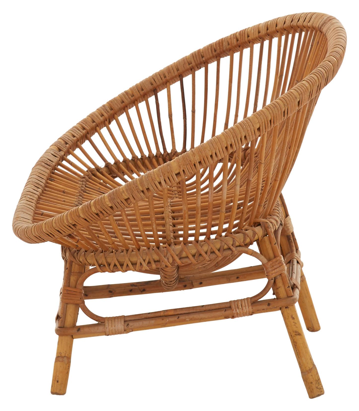 Mid-Century Modern Midcentury French Rattan and Bamboo Settee