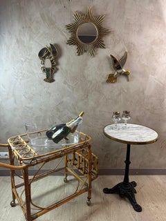 Mid-century French Rattan Bar Cart, 1950s