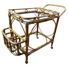 Mid-century French Rattan Bar Cart, 1950s