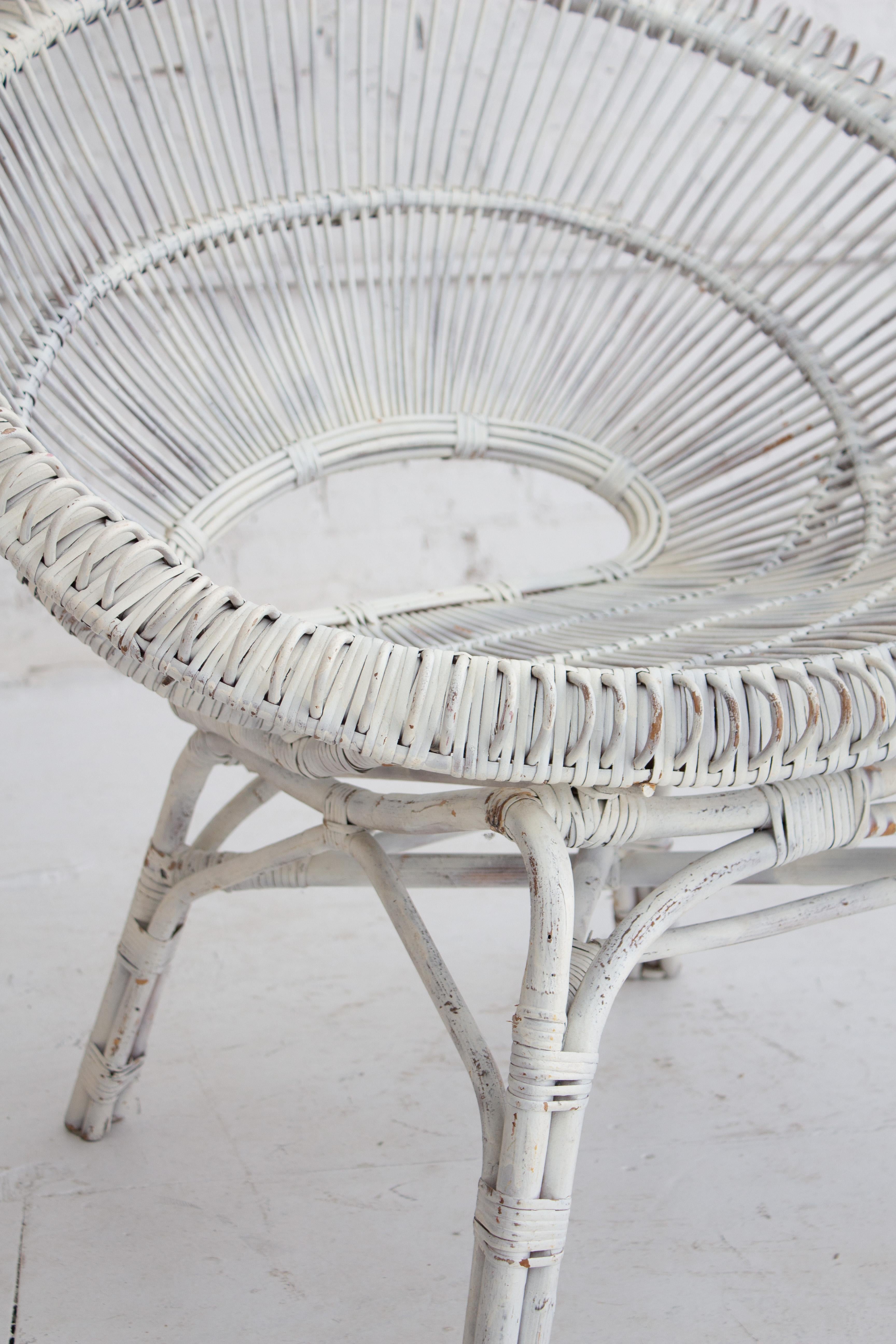 Rustic Midcentury French Rattan Chair For Sale