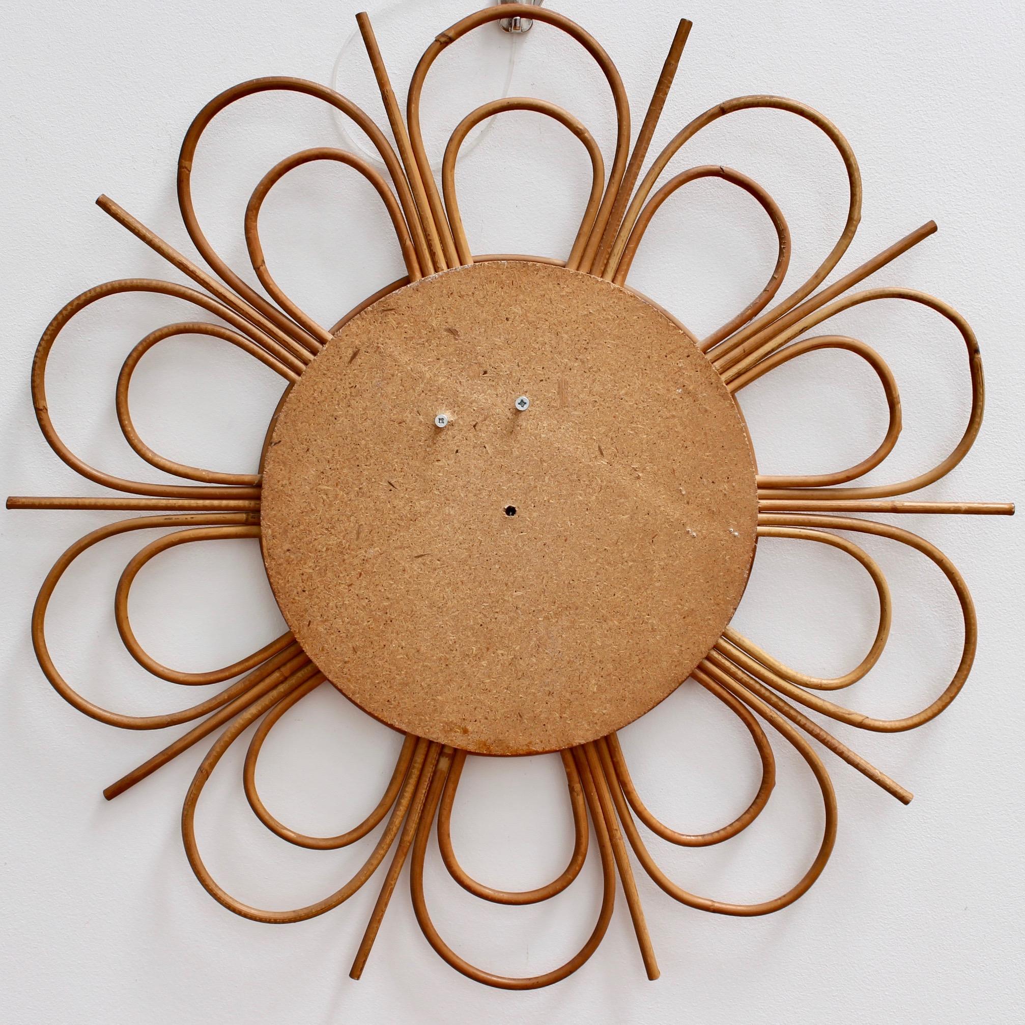 Midcentury French Rattan Flower-Shaped Wall Mirror, circa 1960s 5