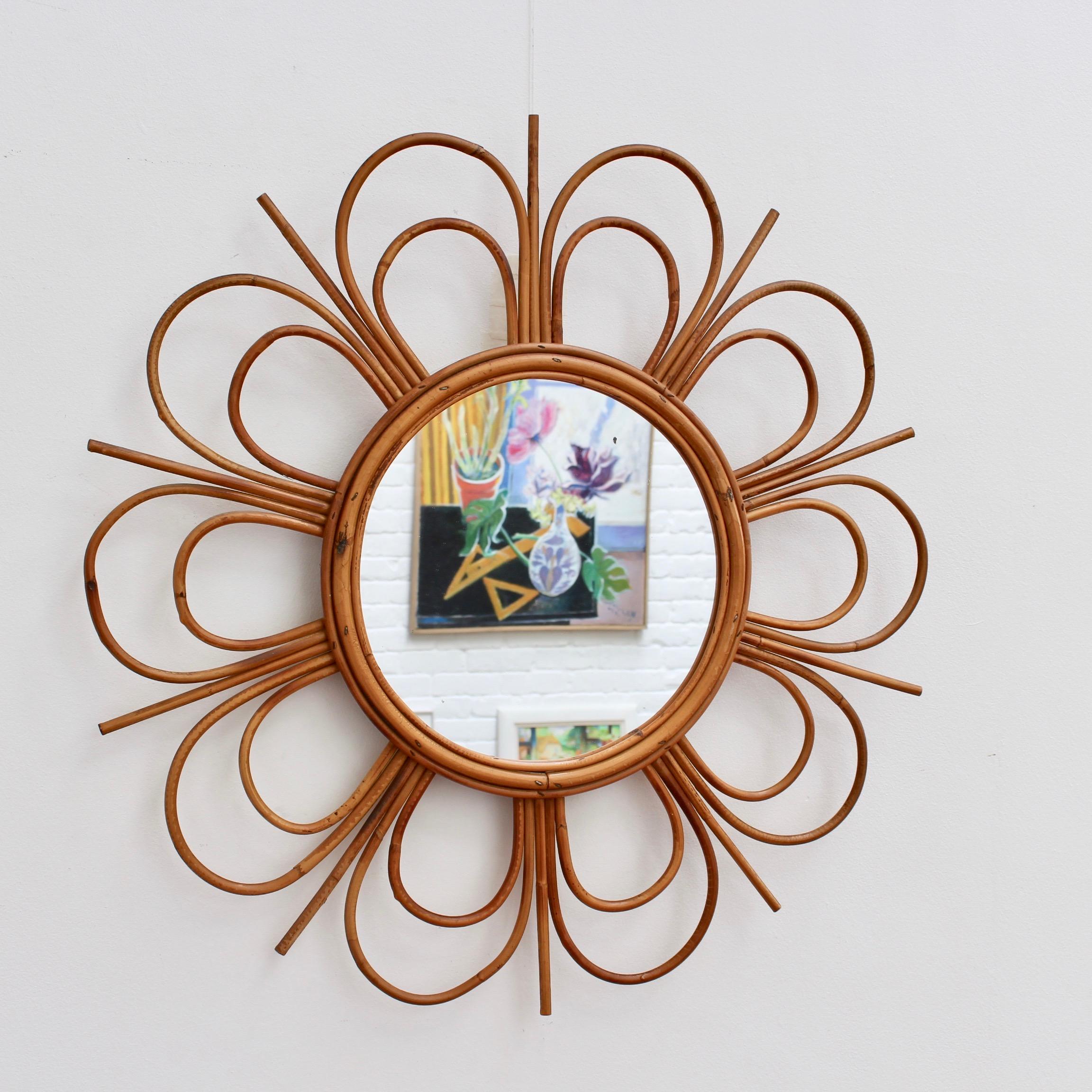 flower rattan wall mirror