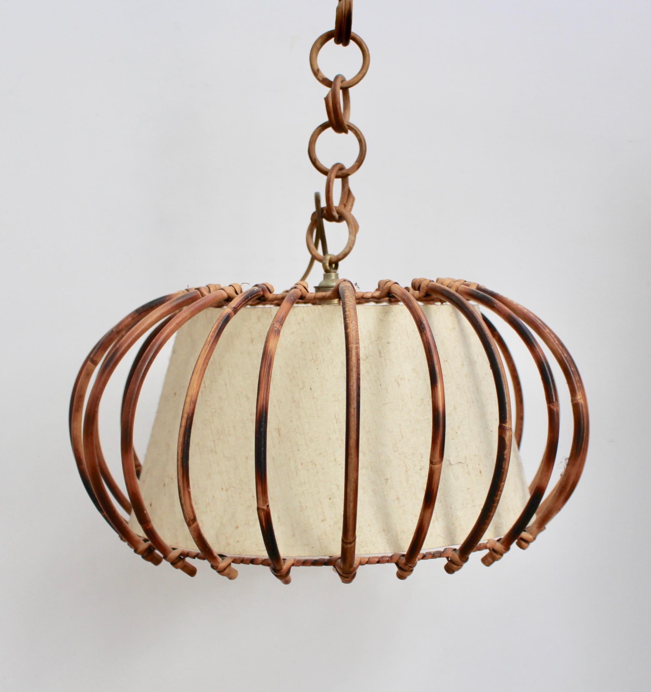 Mid-Century Modern Midcentury French Rattan Pendant Lamp, circa 1960s