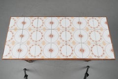 Mid-Century French Rattan Tile Top Console Table