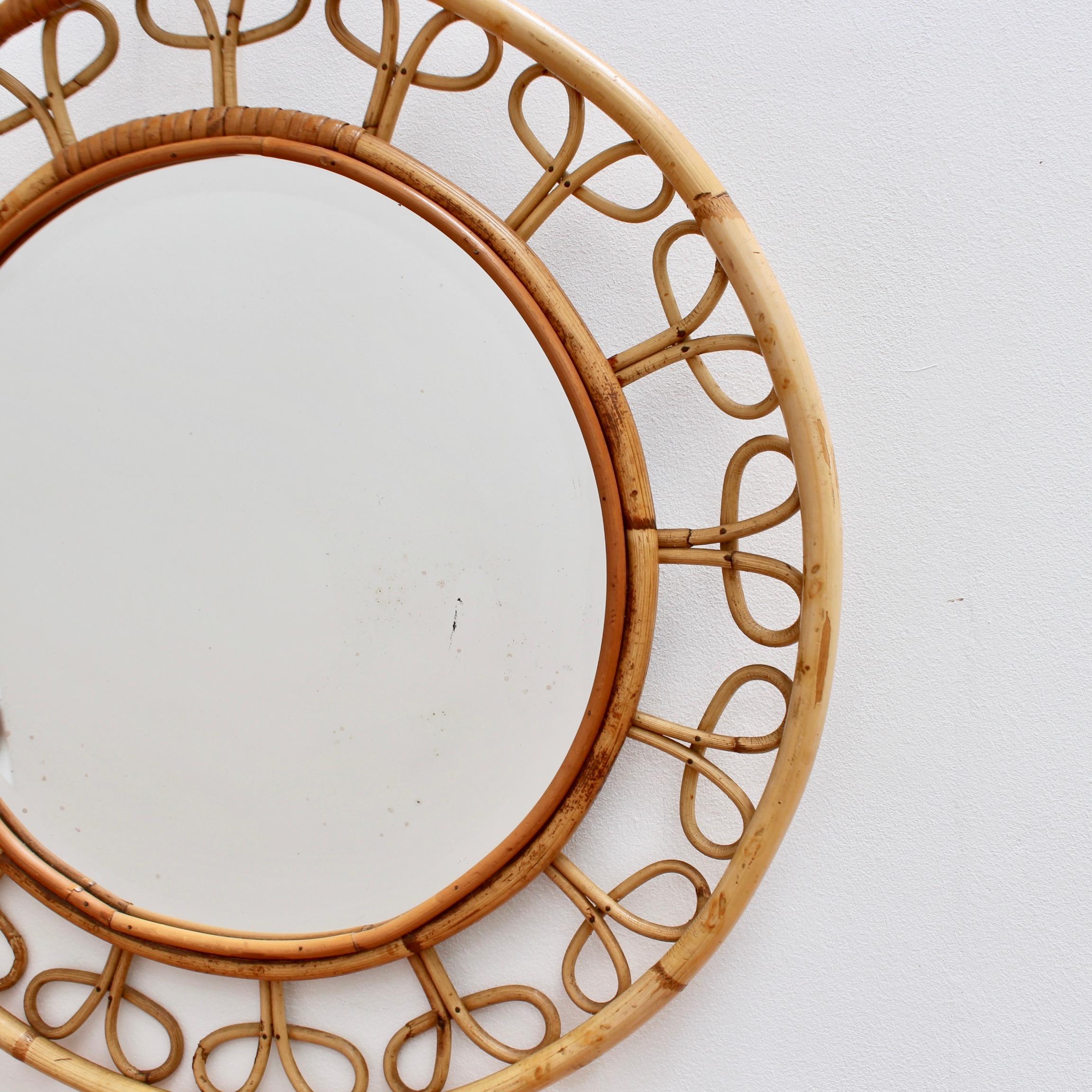 Midcentury French Rattan Wall Mirror, circa 1960s 6