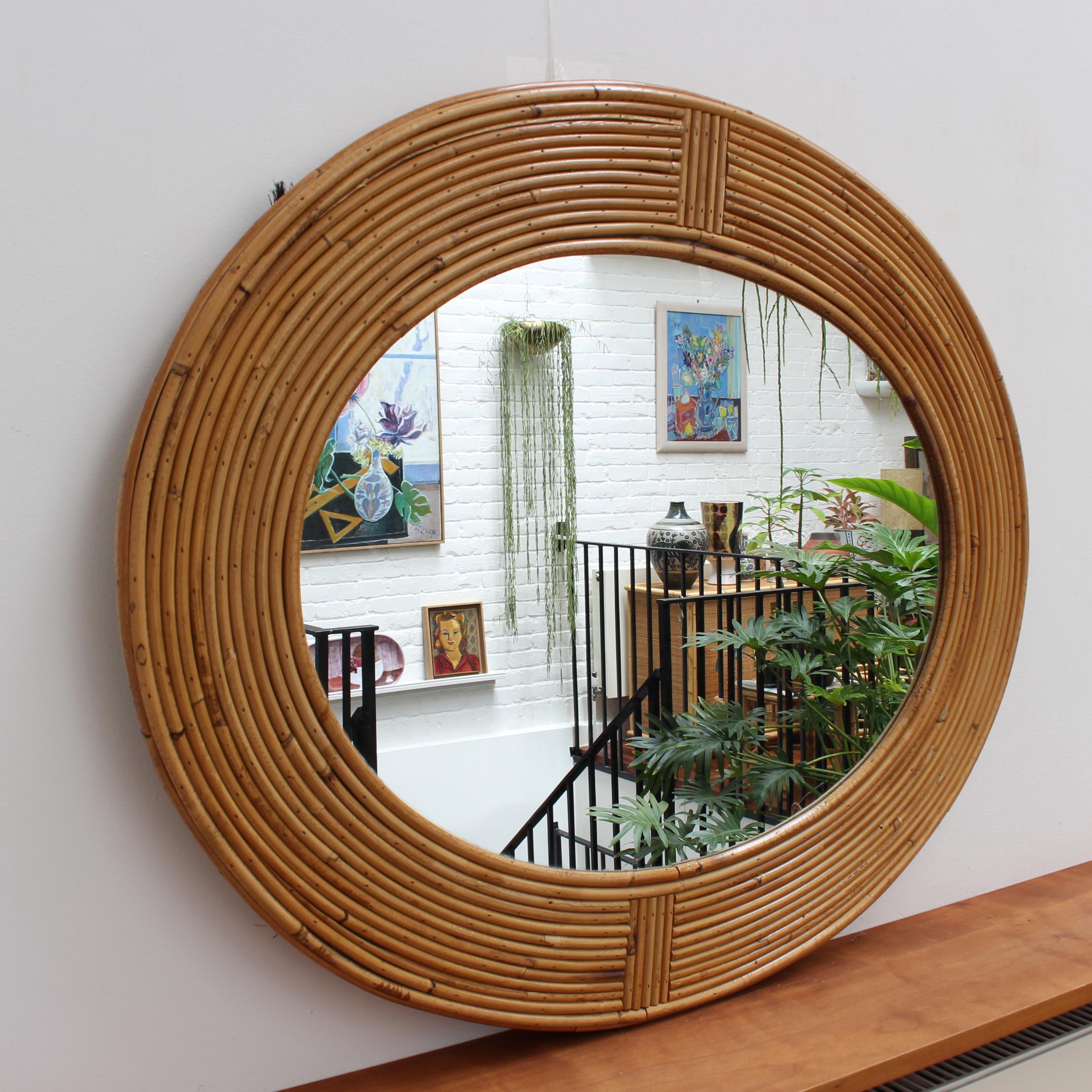 Mid-Century French Rattan Wall Mirror 'circa 1960s' In Good Condition In London, GB