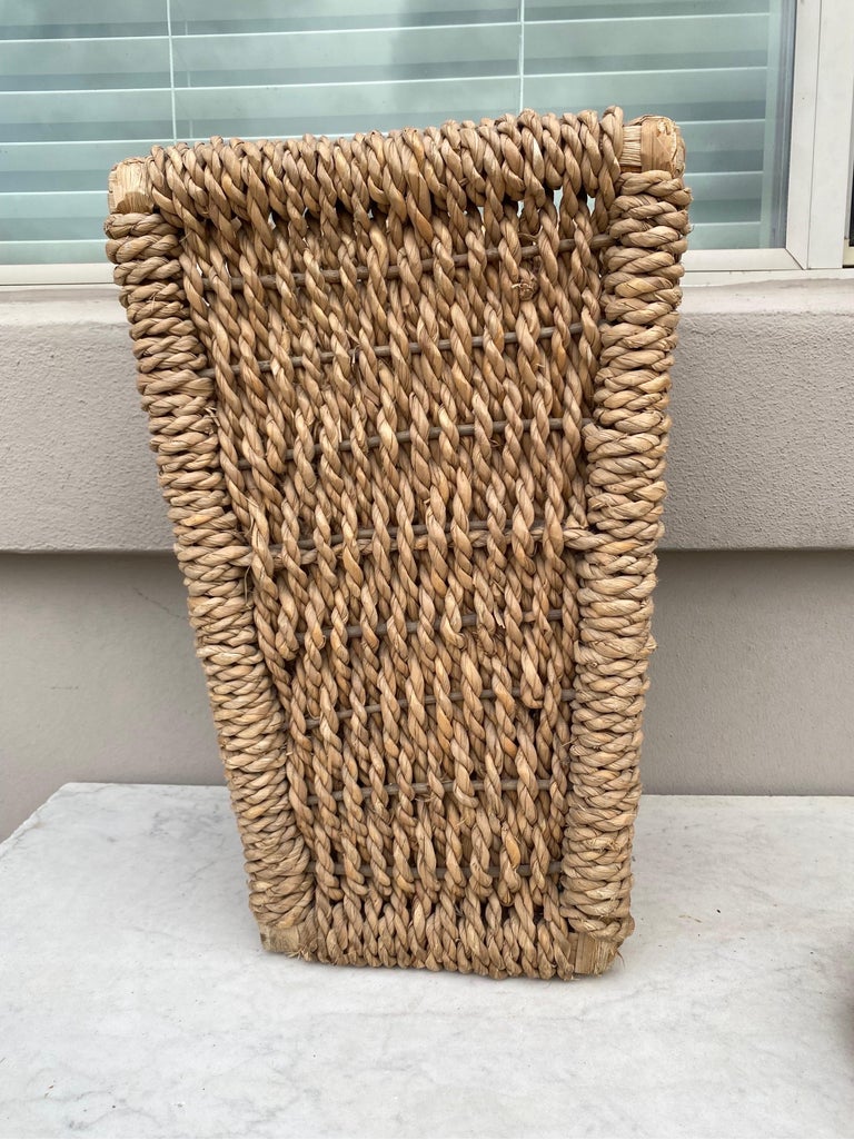 MidCentury French Rattan Wastebasket For Sale at 1stDibs