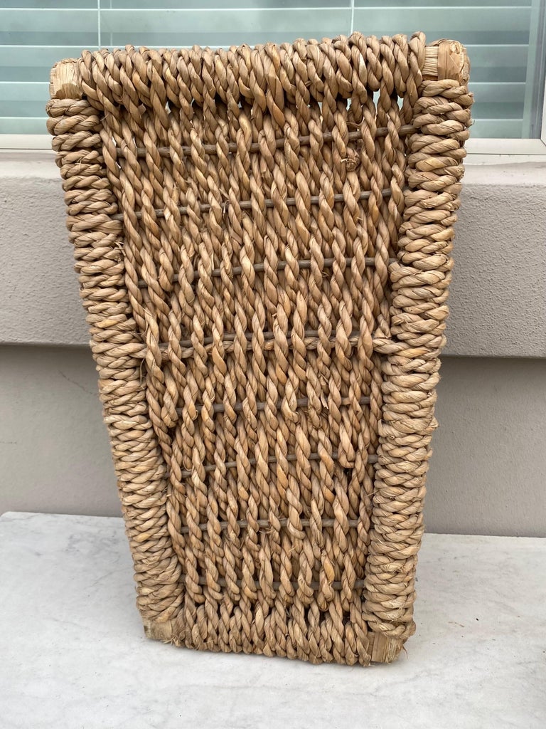 MidCentury French Rattan Wastebasket For Sale at 1stDibs