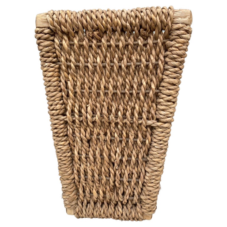 MidCentury French Rattan Wastebasket For Sale at 1stDibs