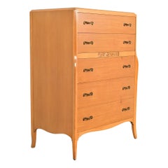 Mid-Century French Regency Carved Mahogany Highboy Dresser or Chest of Drawers