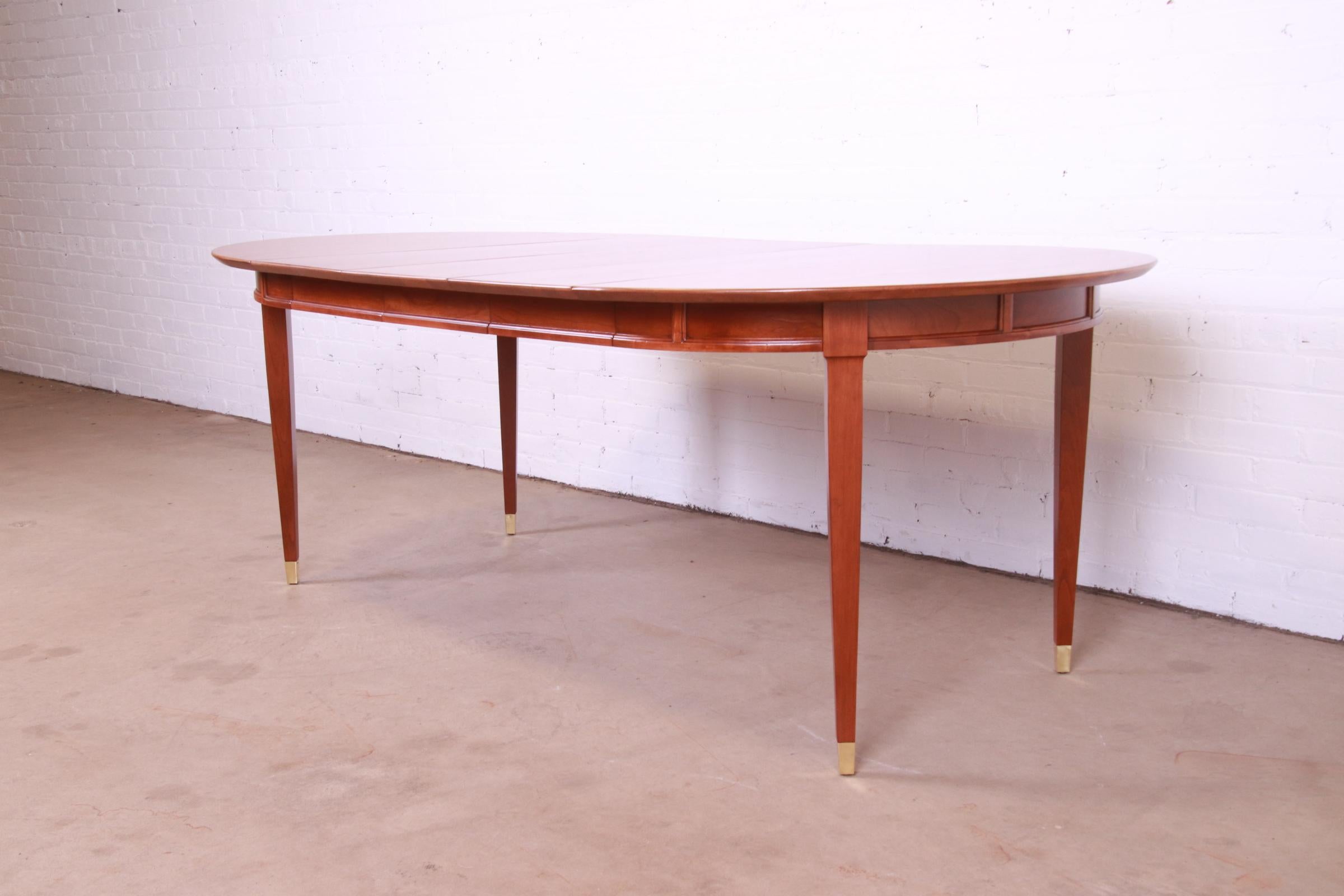 Mid-Century Modern Mid-Century French Regency Cherry Wood Dining Table Attributed to Tomlinson