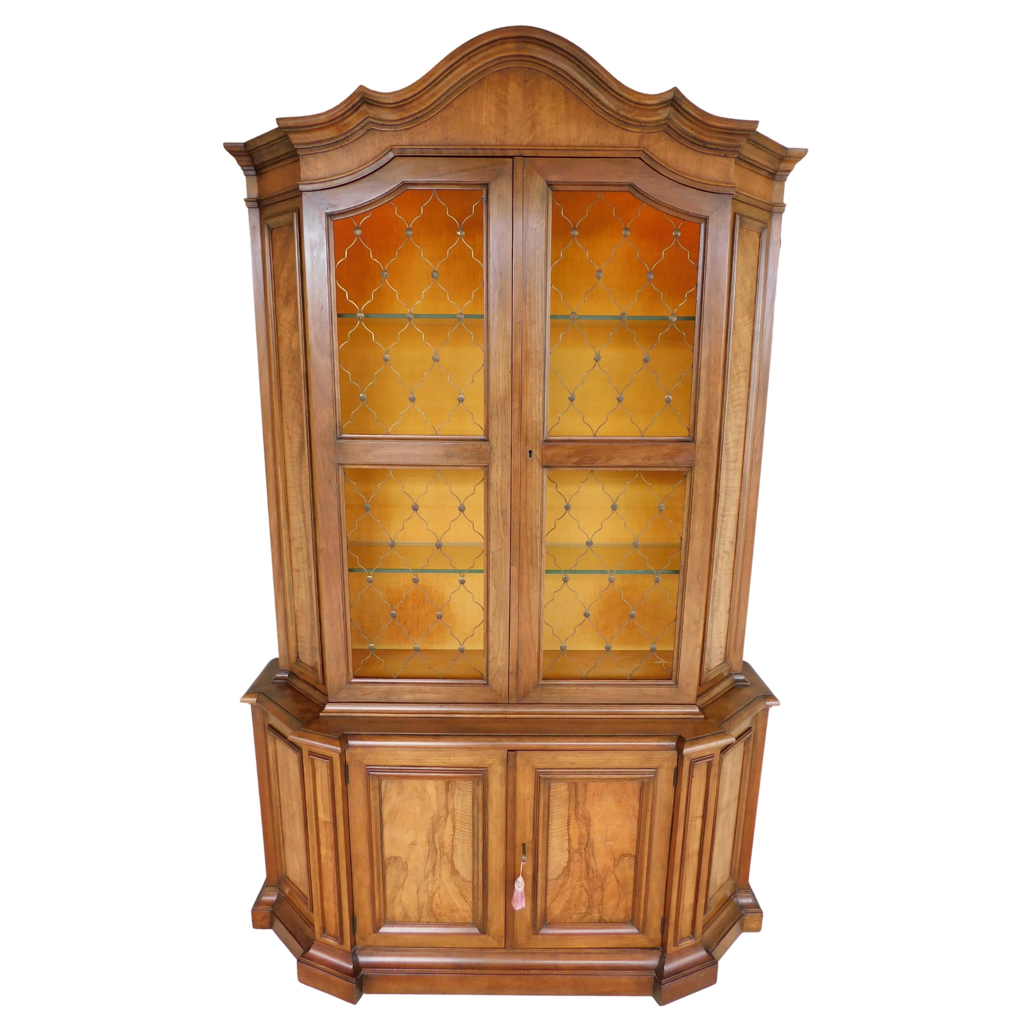 Midcentury French Regency Style Baker Furniture Lighted Display Cabinet