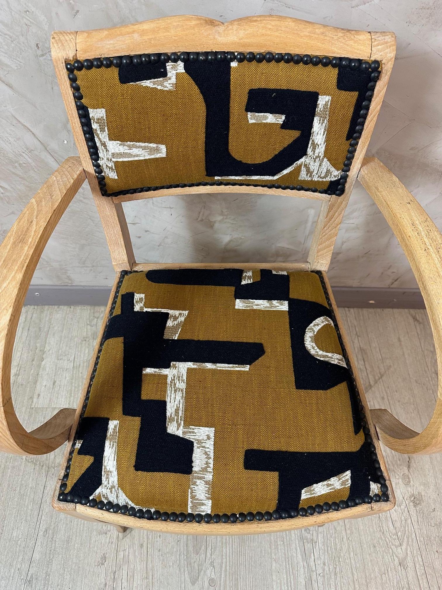 Mid-20th Century Mid-century French Reupholstered Bridge Armchair, 1950s For Sale