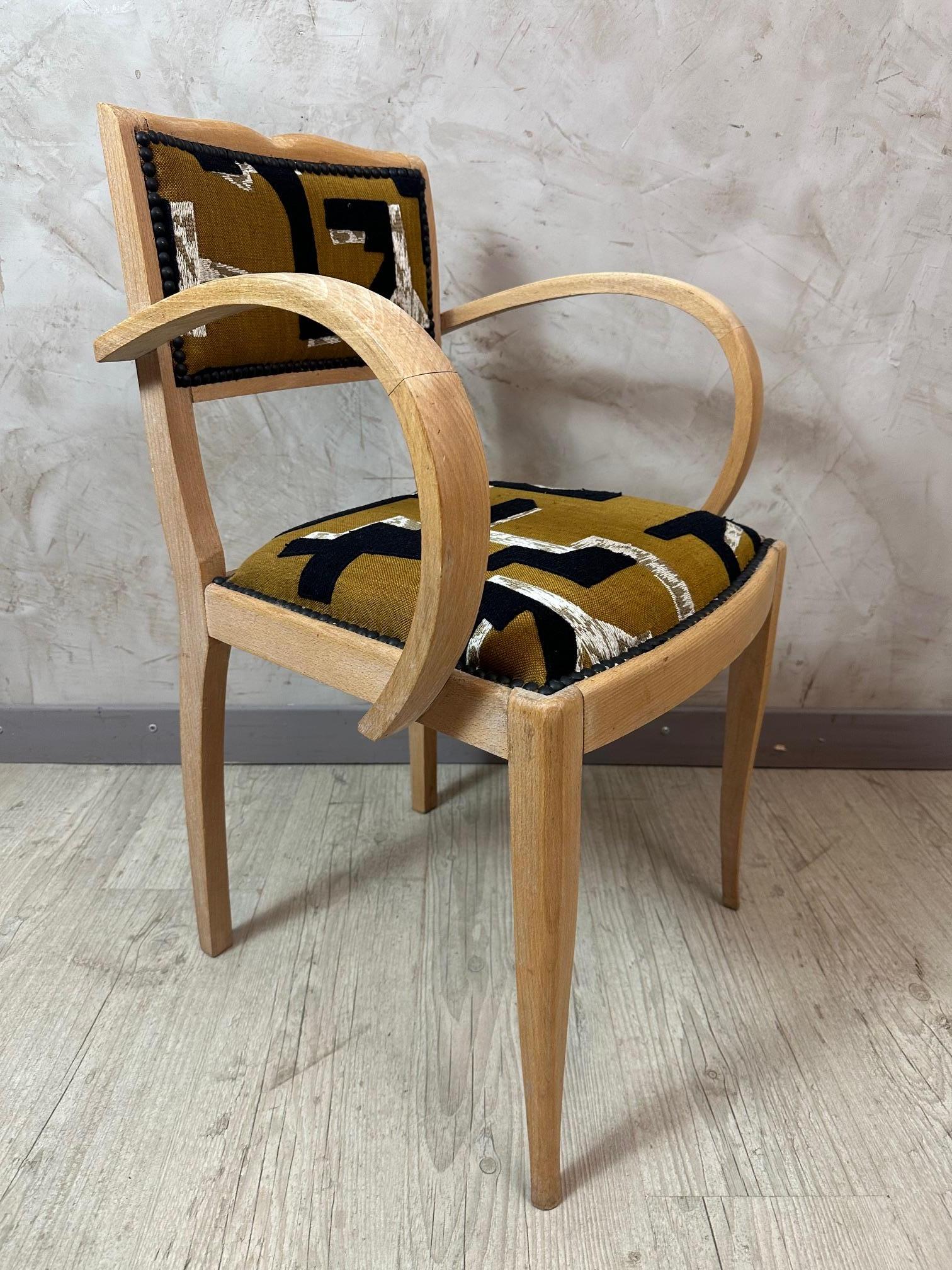 Mid-century French Reupholstered Bridge Armchair, 1950s For Sale 1
