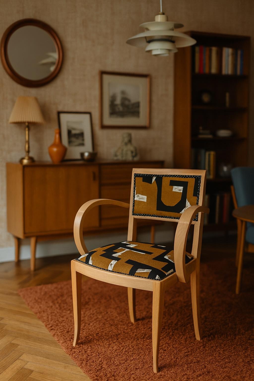 Mid-century French Reupholstered Bridge Armchair, 1950s For Sale 4