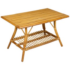 Midcentury French Riviera Bamboo and Rattan Coffee Table