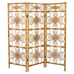 Midcentury French Riviera Bamboo and Rattan Screen