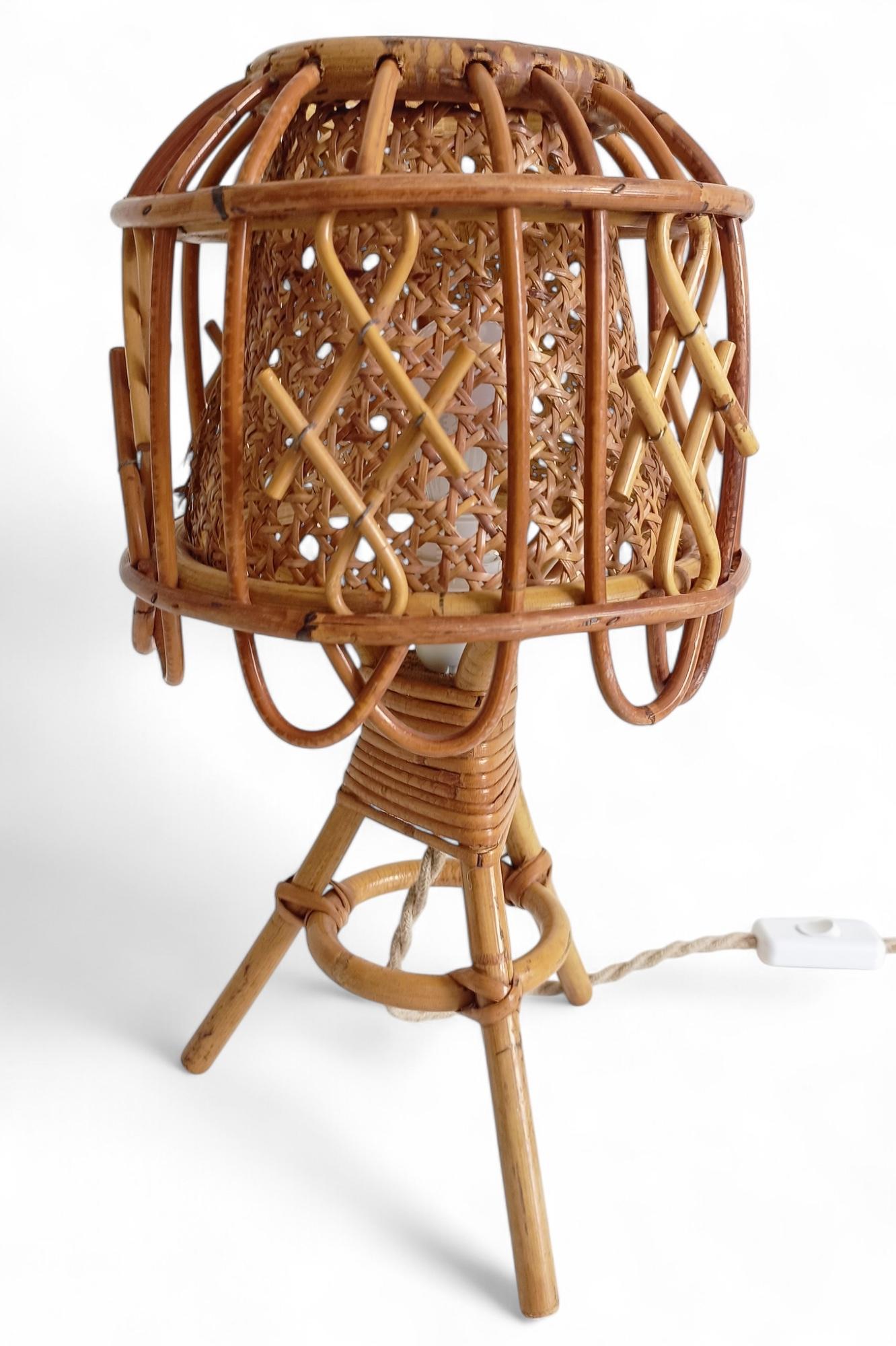 Mid-Century French Riviera Tischlampen aus Bambus und Rattan, Frankreich, 1960er Jahre im Angebot 7