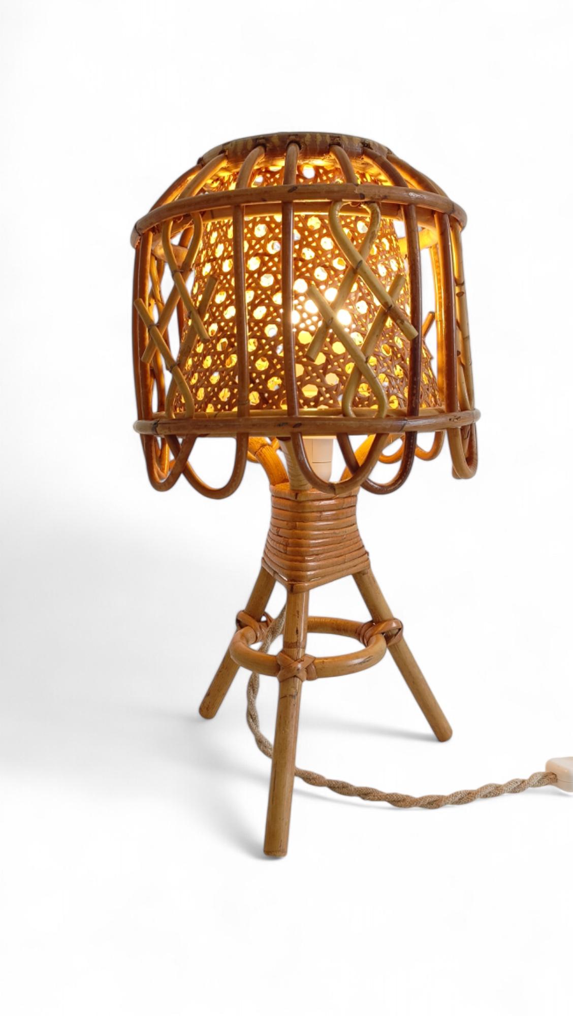 Mid-Century French Riviera Tischlampen aus Bambus und Rattan, Frankreich, 1960er Jahre im Angebot 10