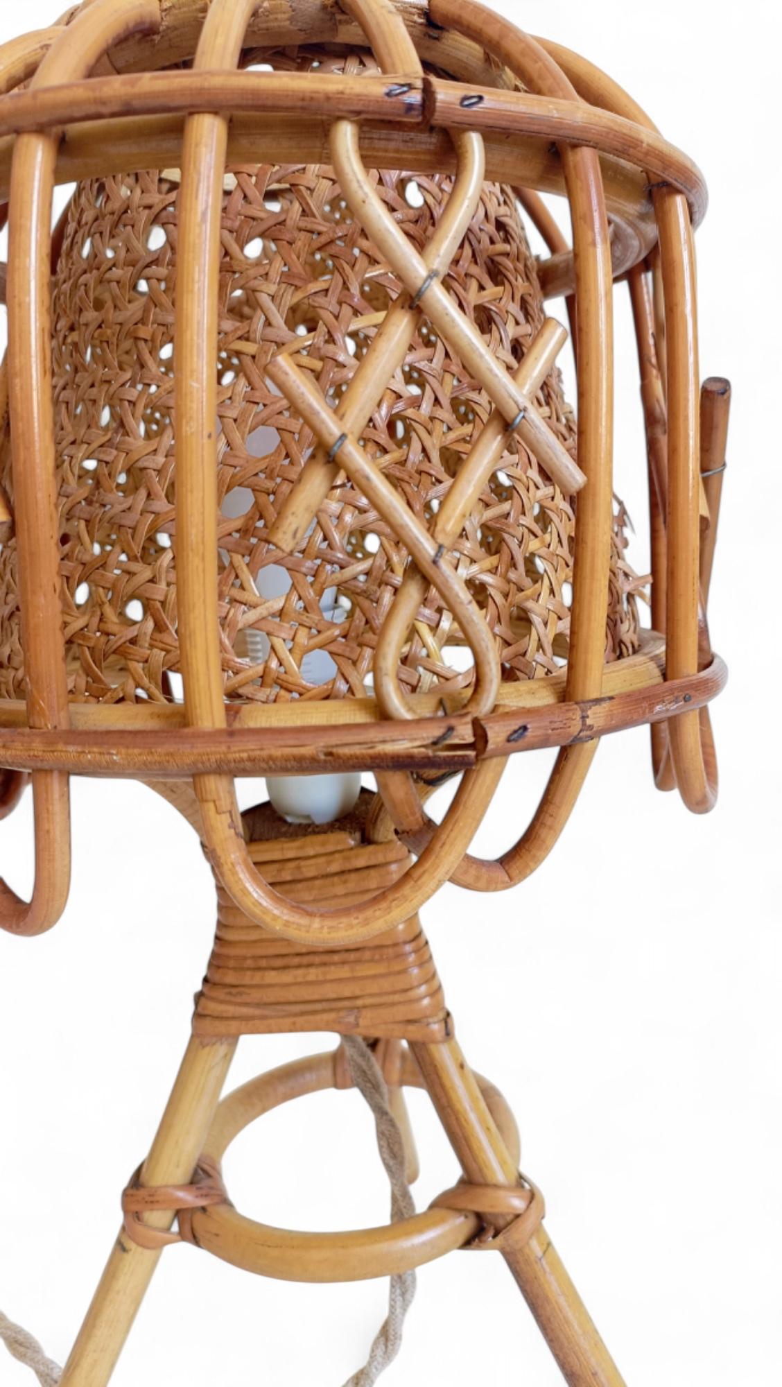 Mid-Century French Riviera Tischlampen aus Bambus und Rattan, Frankreich, 1960er Jahre im Angebot 13