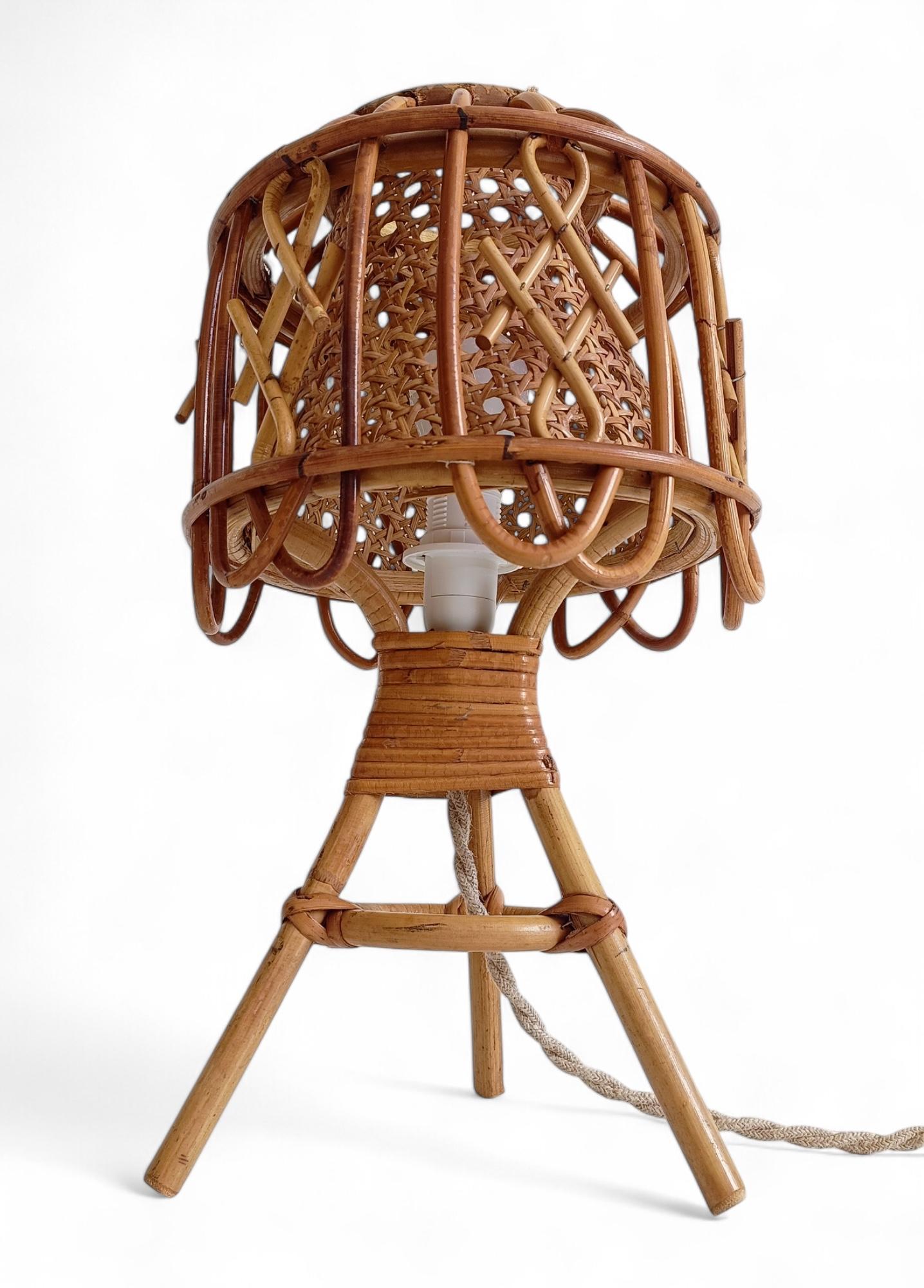 Mid-Century French Riviera Tischlampen aus Bambus und Rattan, Frankreich, 1960er Jahre im Angebot 2