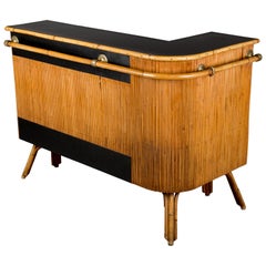 Midcentury French Riviera Bamboo and Rattan Bar