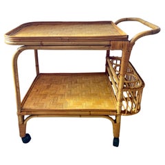 Mid-Century French Riviera Bar Cart in Bamboo, 1960s